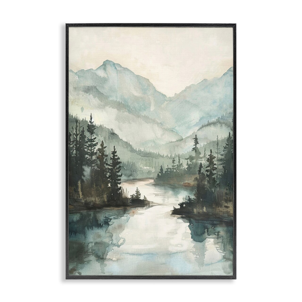 Stupell Industries Mountain River View Framed Giclee Wall Art Design by LSR Design Studio